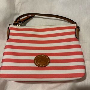 Dooney & Bourke Pink and White Striped Shoulder Bag
